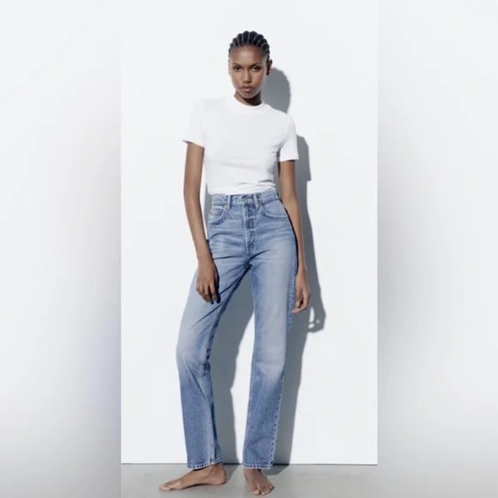 Zara TRF Straight Leg High Waisted Jeans